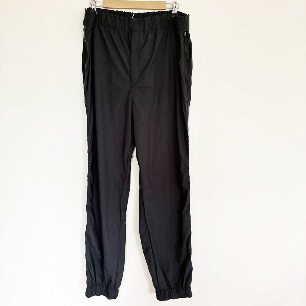 Vintage Black Bear Ski Pants Mens XXL Black Nylon Unlined Full Side Zip Snow